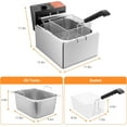 thumbnail image 2 of Commercial Deep Fryer 1700W Electric Countertop 10.35QT Dual Basket Stainless Steel Oil Fryer with Temperature Limiter for Home Kitchen Restaurant, 2 of 6