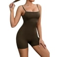 thumbnail image 4 of INSPIRE CHIC Women's Square Neck Bodysuit Spaghetti Strap Backless Tummy Control Cami Bodyshort Shapewear M Brown, 4 of 5