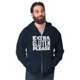 thumbnail image 5 of Extra Gluten Please Foodie Love Carbs Zip Up Hoodie Men's Women's Brisco Brands M, 5 of 6