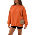 thumbnail image 4 of Garbnen Crew Neck Sweatshirts Women Oversized Women's Long Sleeve Shirts Casual Fall Winter Soft Trendy Womens Pullover Tops Orange L, 4 of 5