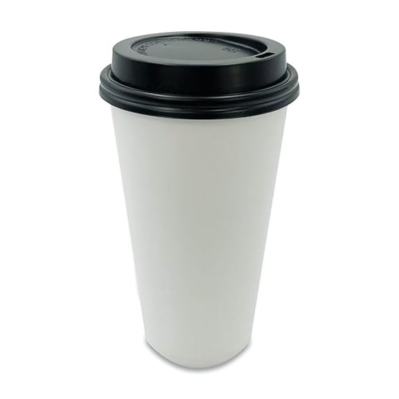 Hot Cup Lids, Fits 10 oz to 20 oz Cups, Polystyrene, Black, 1,000/Carton