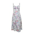 thumbnail image 4 of Franhais Women Sling Dress, Spaghetti Straps Low-cut Flower Print Summer Midi Dress for Party Vacation, 4 of 9