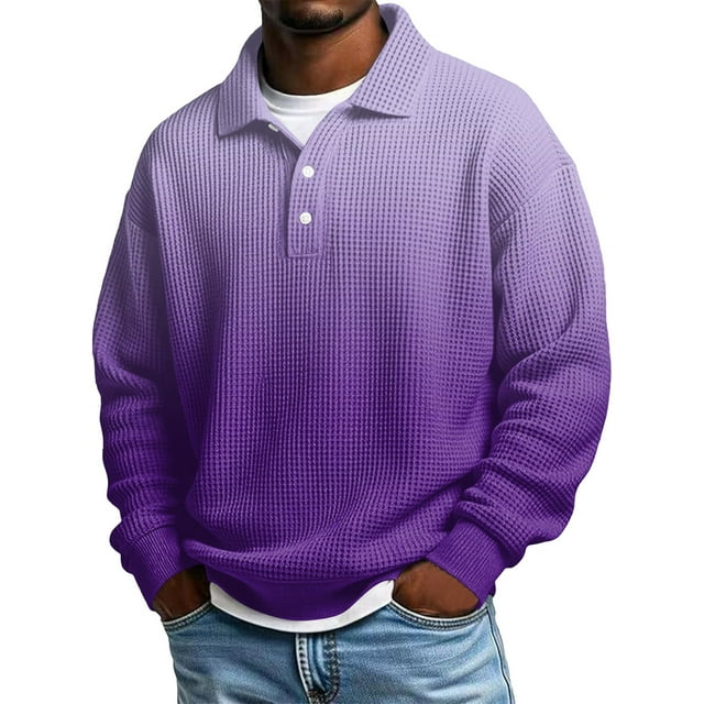 Adult Men Polo T Shirts Long Sleeve Button Tee Shirts Basic White Shirts Men