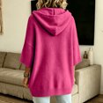 thumbnail image 4 of Women 3/4 Sleeve Button Drawstring Hooded Knit Cardigan Sweater with Pocket, XL, 4 of 6