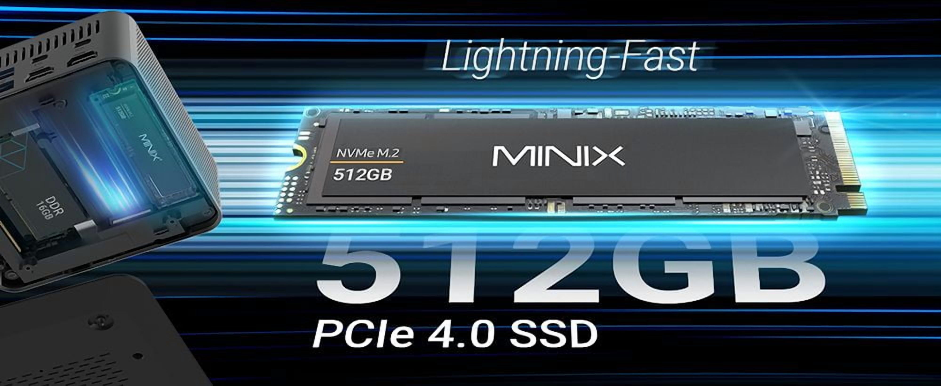 MINIX NGC N512 Mini PC, Intel Core i5-12600H, 16GB DDR5, 1TB M.2 2280 PCIe 4.0×4 SSD, Windows 11 Pro Desktop Computer, Blue