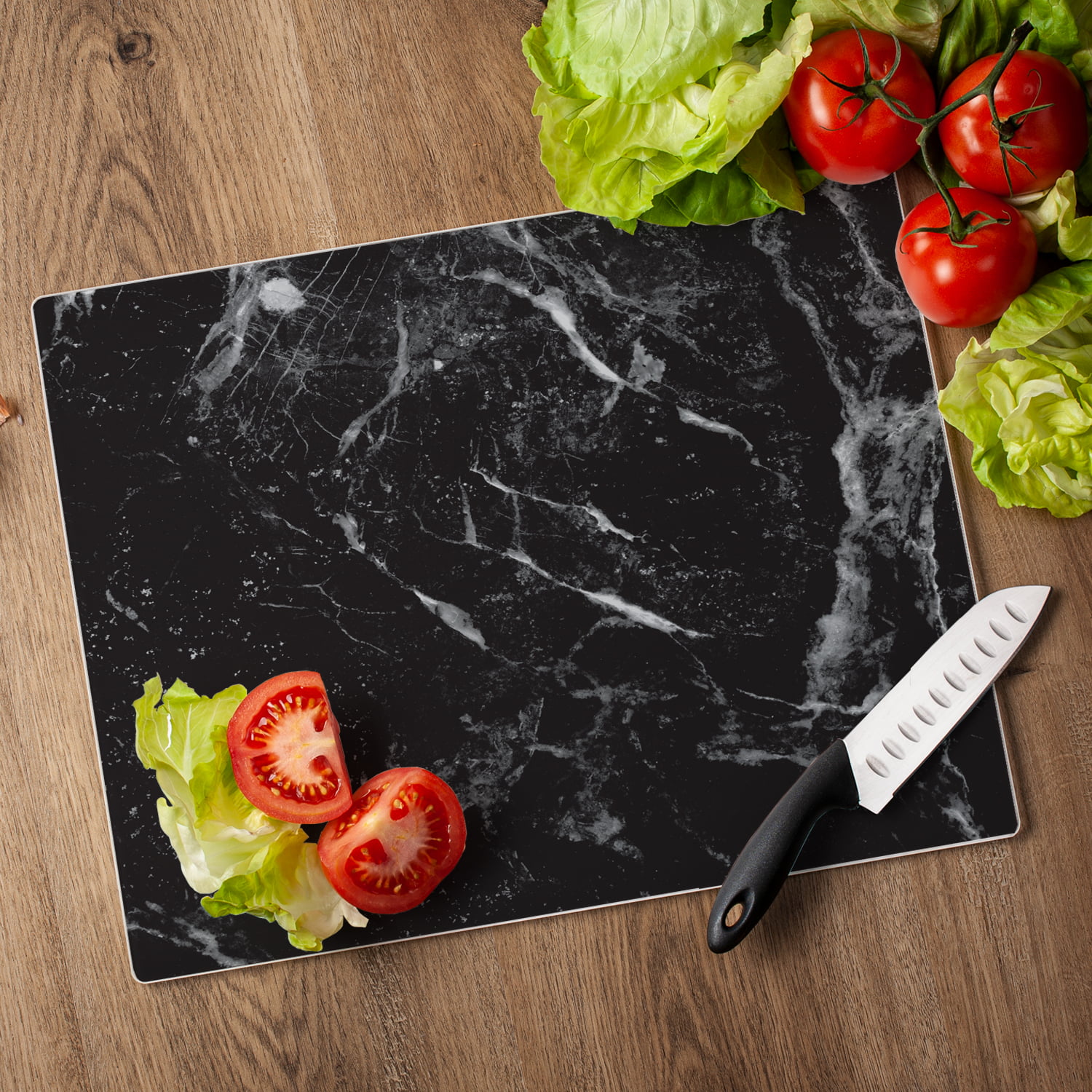 Decorative Glass Cutting Board Black Stone Look Patterned Glass