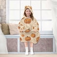 thumbnail image 7 of FORMRS Wearable Blanket Hoodie with Sleeves for Kids Cozy Flannel Sweatshirt, Halloween Pumpkins Pattern, 7 of 7
