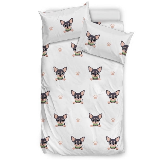 Juego de cama con estampado de patitas de chihuahua