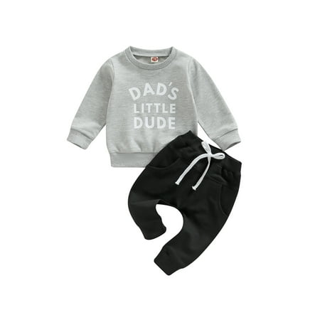 

Bagilaanoe Toddler Baby Boy Long Pants Set Letter Print Long Sleeve Sweatshirt Pullover Tops + Drawstring Sweatpants 6M 12M 18M 24M 3T Kids Casual Sweatsuits