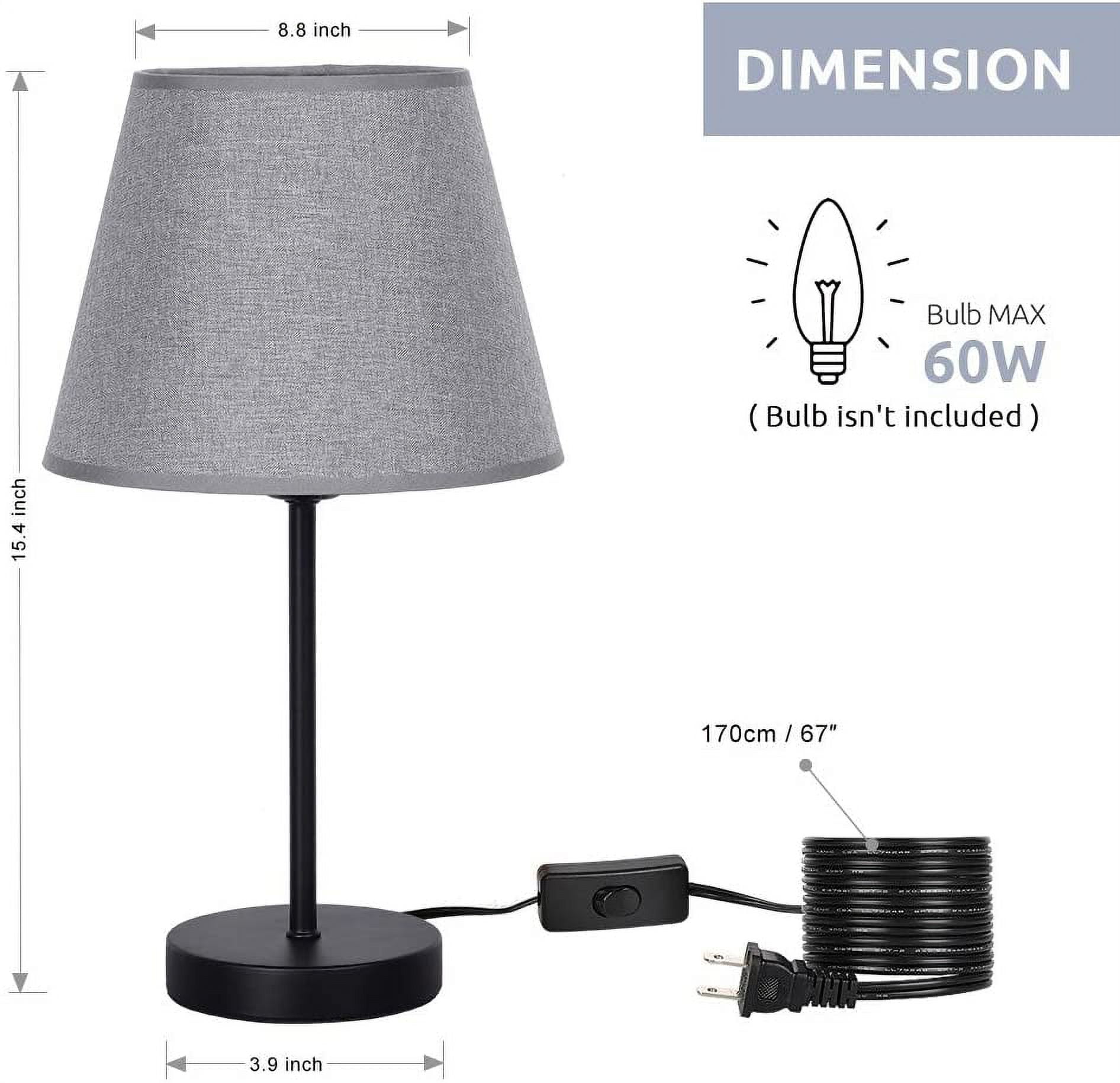 Bedside Table Lamps Small Nightstand Lamps Set of 2 & Fabric Shade Bedside