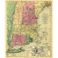 thumbnail image 2 of Bowles 26x30 White Modern Wood Framed Museum Art Print Titled - Inhabited Part of New England - Bowles 1780, 2 of 4