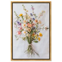 Embroidered Wildflowers Canvas Classic Cottage Art by Art Remedy, Gold Frame, 16" x 24"