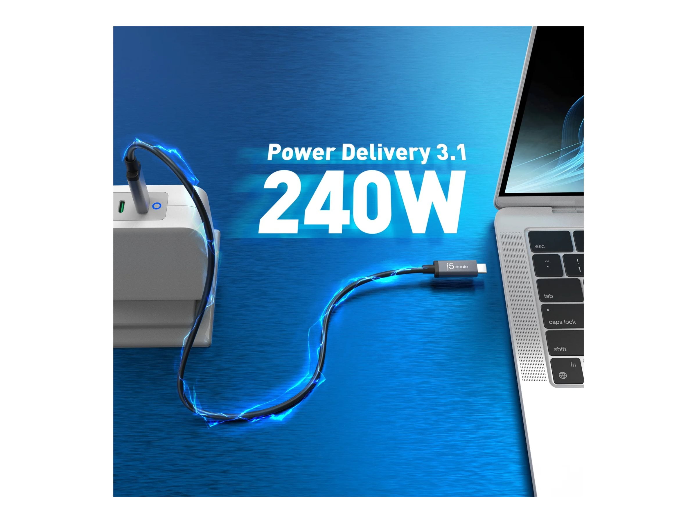 j5create USB 40Gbps 240W USB Type-C Cable, JUC29L08