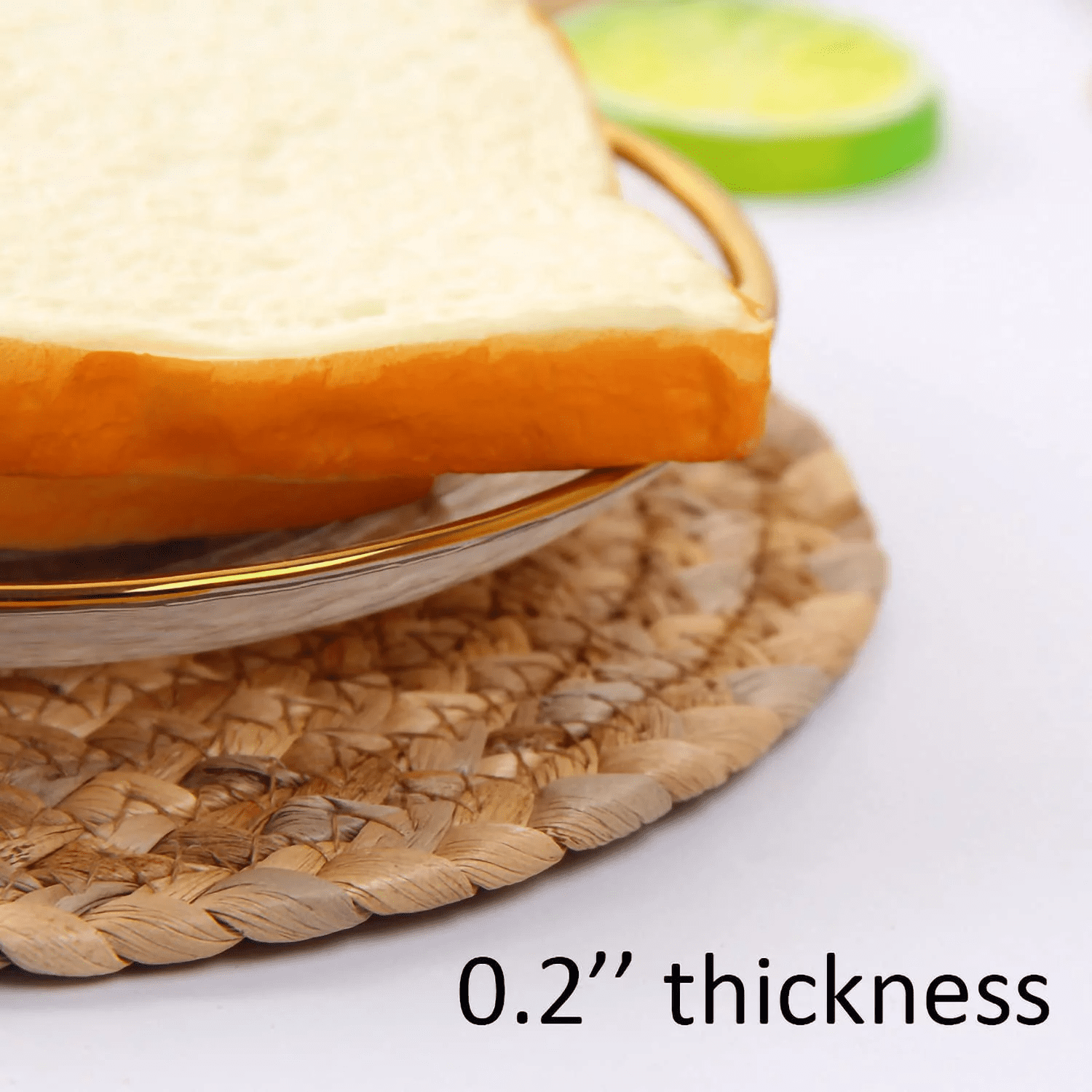 Round Woven Placemats Set of 4, 14.9" Large Woven Place Mats, Natural Wicker Placemats, Water Hyacinth Straw Braided Placemats, Heat Resistant Placemats for Dining Room Table & Countertops