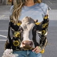 thumbnail image 2 of Farm Cows Women's Floral Printed Sweatshirt Long Sleeve Crewneck Casual Loose Vintage Graphic Pullover Tops, 2 of 7
