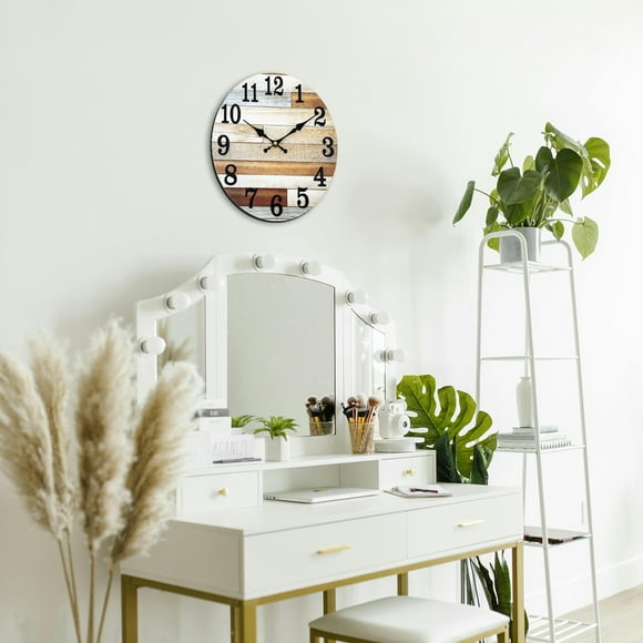 Horloge Murale Style pour Salon Chambre Affichage 24 Heures Horloge Suspendue Moderne en Panneau Densité avec Design