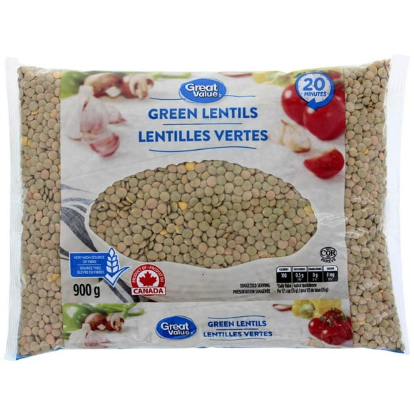 Great Value Green Lentils, 900 g