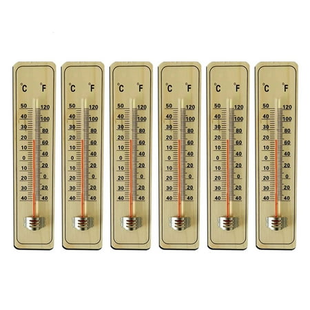 

Yannee Traditional Wooden Garden Thermometer Wall Mounting with C & F Reading Large Outdoor Wall Patio Thermometer 6 Pcs