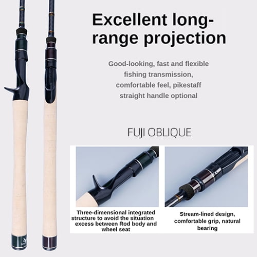 Purelure All Fuji Spinning Rod High Carbon Universal Long Shot Gun Straight Shank Fishing Rod Quick Adjustment Casting Rod, Size: AO-Small-812M2.43M