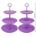 thumbnail image 4 of 2 Pcs 3-Tier Cupcake Stand Fruit Plate Cakes for Wedding Home Birthday Tea Party Serving Platter(Purple), 4 of 7