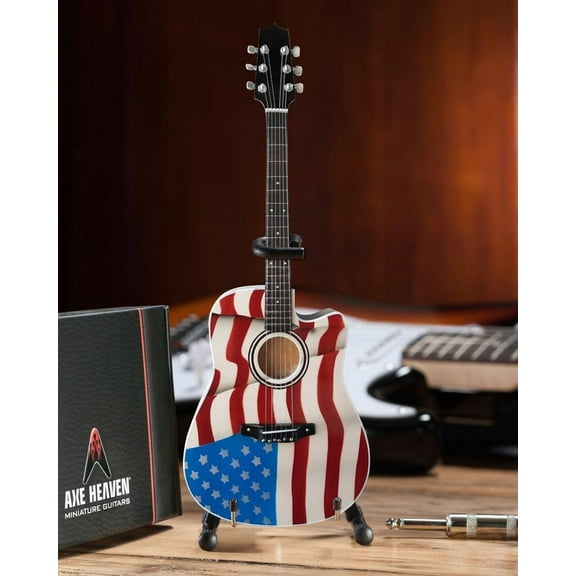 Axe Heaven Toby Keith Signature USA Flag Acoustic Mini Guitar Replica Collectible TK-380
