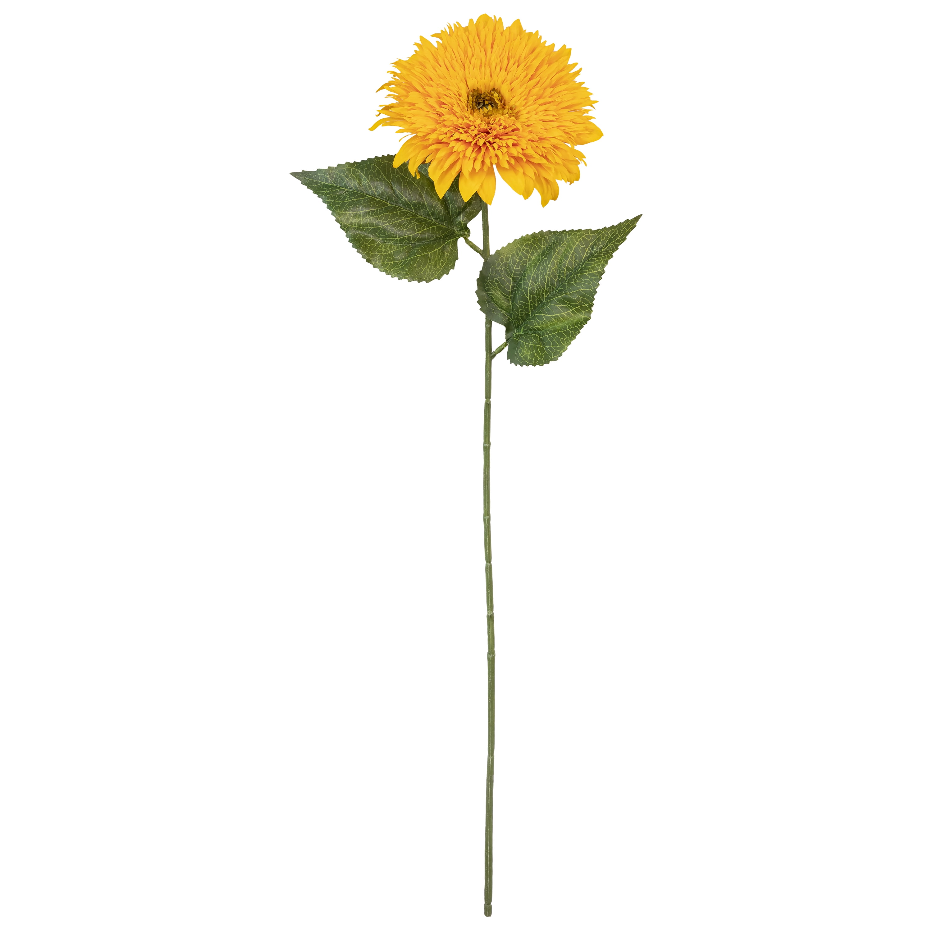 (6 pack) 27-inch Artificial Silk Yellow Single Teddy Bear Sunflower Long Stem, for Indoor Use, by Mainstays