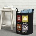 thumbnail image 3 of DouZhe Waterproof Collapsible Large Laundry Baskets, Eat Sleep Game Repeat Gamers Prints Circular Hamper with Handles, 3 of 7