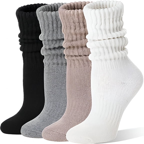TELOLY 2026 New Merino Wool Slouch Boot Socks Thermal Warm Winter Thick Scrunch Cozy Crew Socks for Women 4 Pairs