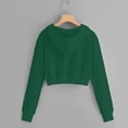thumbnail image 3 of Bxsruta Womens Cute Cropped Hoodies Casual Solid Long Sleeve Zip up Drawstring Sweatshirt Jacket Fall Fashion Hooded Tops Green 5XL, 3 of 5