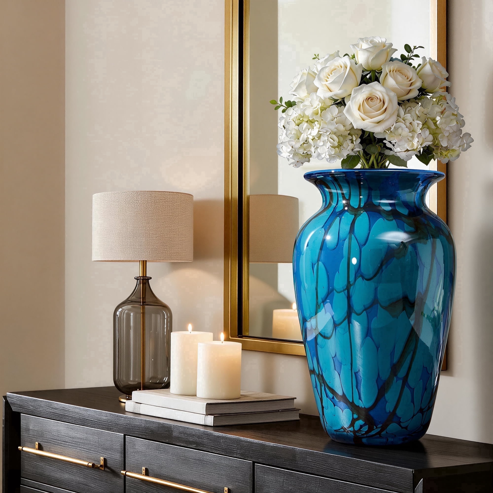 Dale Tiffany Lighting, Kalmia Hand Blown Art Glass Vase, Green