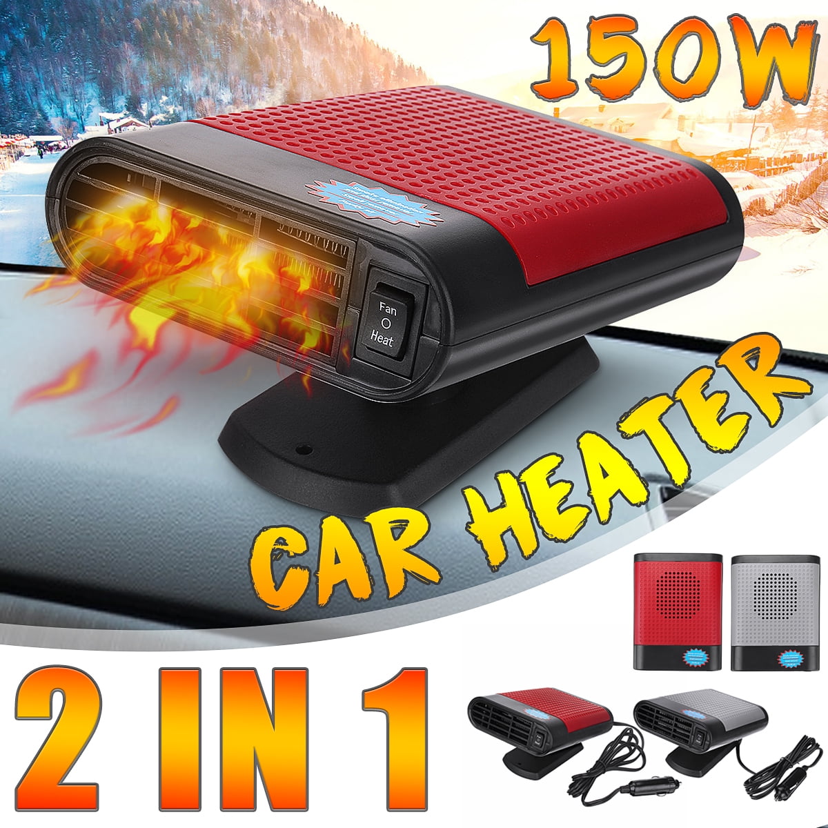 DC 12V 150W Electric Demister Car Auto Portable 2 In 1 ...