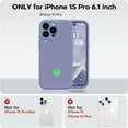 thumbnail image 5 of Compatible with iPhone 15 Pro Case, Upgrade Liquid Silicone, [Enhanced Camera Protection] [Soft Anti-Scratch Microfiber Lining] Shockproof Phone Case iPhone 15 Pro 6.1 inch - Lavender Grey, 5 of 14