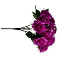 thumbnail image 2 of Billuyoard 12 cabezas de rosas de seda artificiales, ramo falso, decoración para fiesta en casa y boda, 2020 Flores artificiales rojo púrpura, 2 of 6