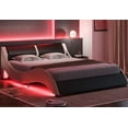 DICTAC Full Upholstered Led Bed Frame Wave Like Low Profile Platform