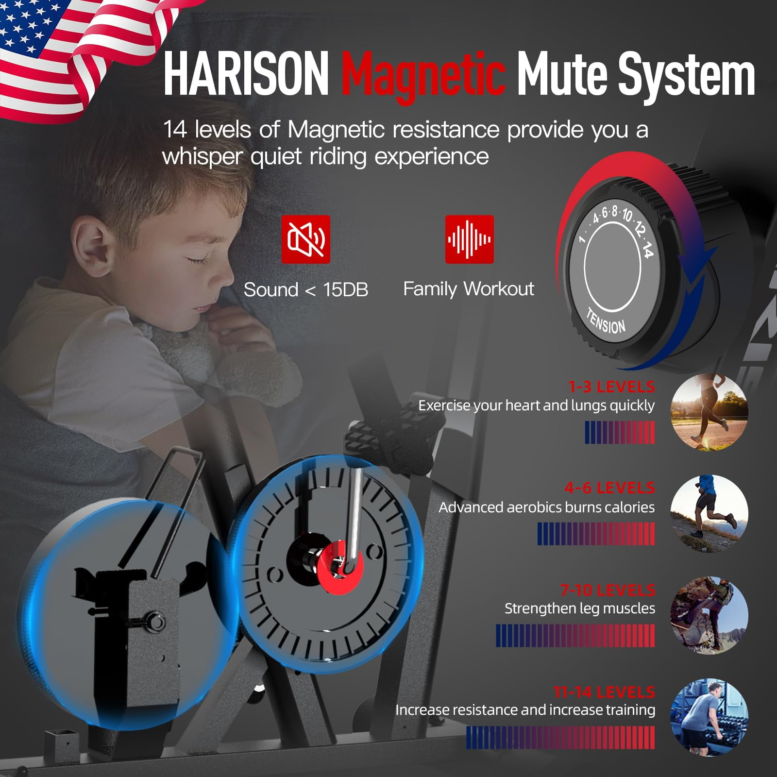 HARISON Magnetic Exercise Bike for Home, 350 LBS Capacity, Bluetooth Stationary Bike with 2-in-1 LCD Display, Tablet Holder & Comfort Seat