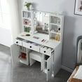 thumbnail image 2 of JBLCC Vanity Set with 3 Color Lighted Mirror Makeup Table 3 Drawers Dresser Desk Stool, White, 2 of 7
