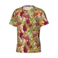 thumbnail image 5 of Qekee Colored Large Mushrooms and Leaves Classic Fit T-Shirt Men's Shirt Men's Tight Short Sleeves for Exercise, Running, Mountaineering - Colored Large Mushrooms and Leaves, 5 of 9
