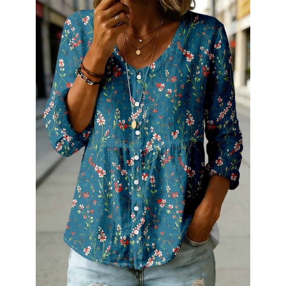 Nyfairy Plus Size Women's Round Neck Short Sleeve Casual Loose Tunic Top