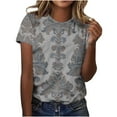 thumbnail image 2 of Aobny Sexy Tops for Women Going Out Plus Size Gray T-Shirt Western Crew Neck Short Sleeve T-Shirt, 2 of 6