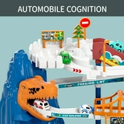 Boys Dinosaur Race Track Playset, Kids Car Garage Parking Adventure Toy with 10 Mini Cars, Educational Toy Ramp Playset for 3 4 5 7 8 Year Old Toddler Boys Preschool Girls