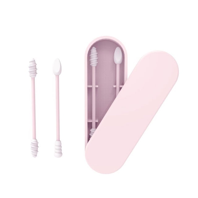 Bâtonnets de Coton en Silicone Réutilisables, Portables et Nettoyables, Embouts Q-tip à Friction Rugueuse, Cotons-Tiges pour Nettoyage des Oreilles et Maquillage, 2 Pcs