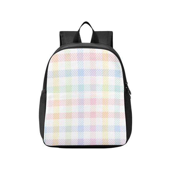 Toddler Backpack Sweet Pastel Plaid Pattern Waterproof Lightweight Backpack Casual Mini Daypack for Daycare & Travel
