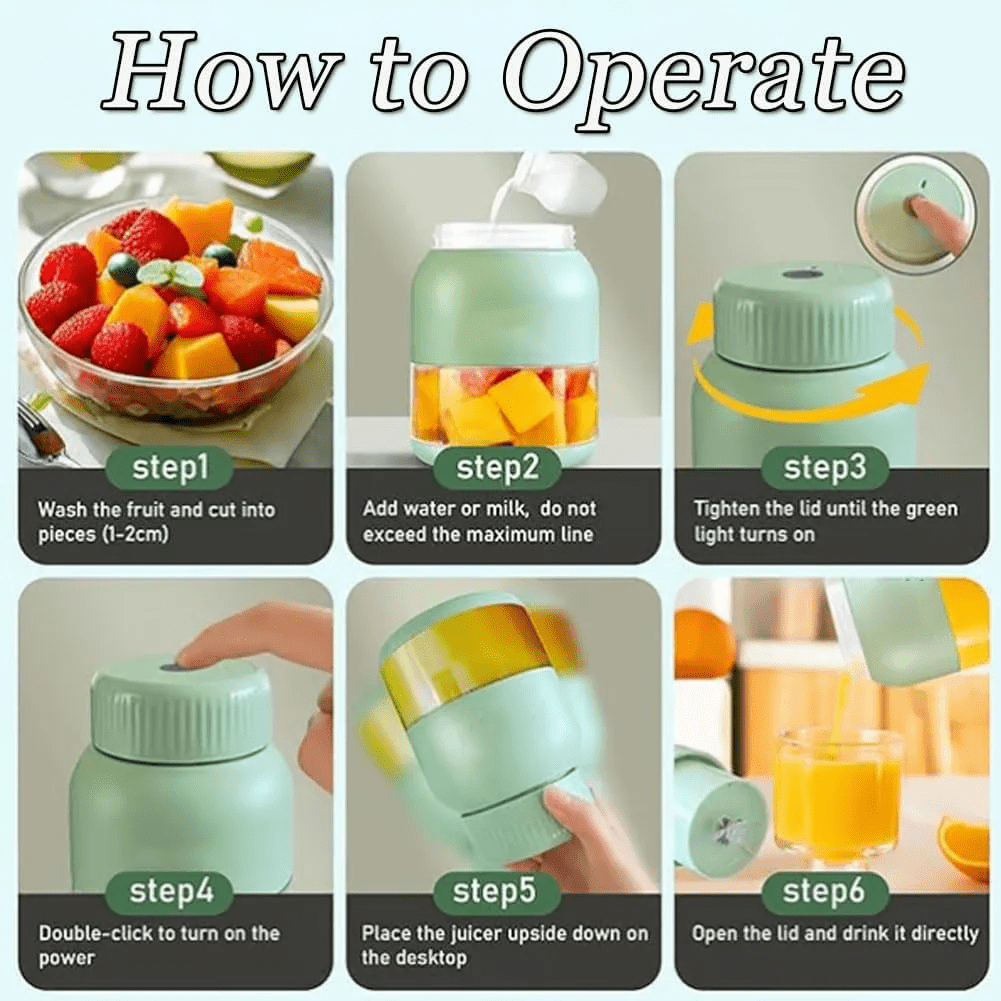BPA-Free Electric Citrus Juicer 17 Oz Portable Blender, Powerful Portable 17oz Fresh Juicer with Straw, Small Fruit Electric Juicers for Smoothies, Shakes, Food Prep & Frozen Blending (1pcs+knife)
