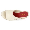 thumbnail image 3 of YDN Women's Open Round Toe Platform Mules Slides Chunky Block High Heels with Rivet Studded Slip On Comfy Sandals Dressy Casual Party Shoes Size 8 Beige, 3 of 4