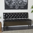 thumbnail image 3 of DecMode Metal Storage Bench with Tufted Faux Leather, Black, 3 of 13