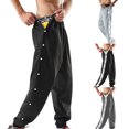 thumbnail image 4 of Honganda Men Jogger Pants Contrast Color Sides Buttons Stretch Workout Trousers Sweatpants Streetwear, 4 of 4