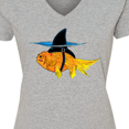 thumbnail image 4 of Inktastic Funny Goldfish with Shark Fin Women's V-Neck T-Shirt, 4 of 5