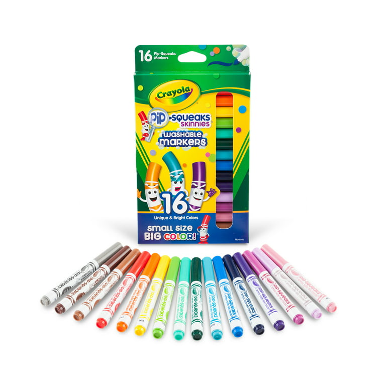  Crayola Pip-Squeaks Mini Non-Toxic Washable Marker,  Conical Tip, 4 1/8 L In, Assorted Colors, Pack Of 16 : Learning: Supplies