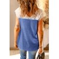 thumbnail image 1 of POGLIP Women's Blue Lace Knit Cap Sleeve Top, 1 of 6