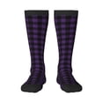 thumbnail image 2 of Picia Women Crew Soft Moisture-wicking Socks Purple Black Plaid Pattern Design Cotton Socks, One Size fit All, 2 of 9